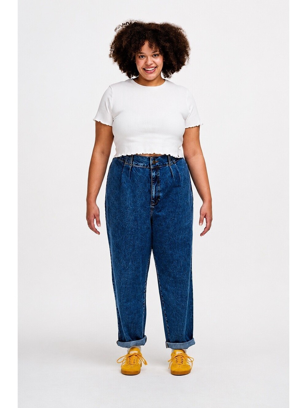 Lucy & Yak High-Waisted Dark Blue Mom Jeans